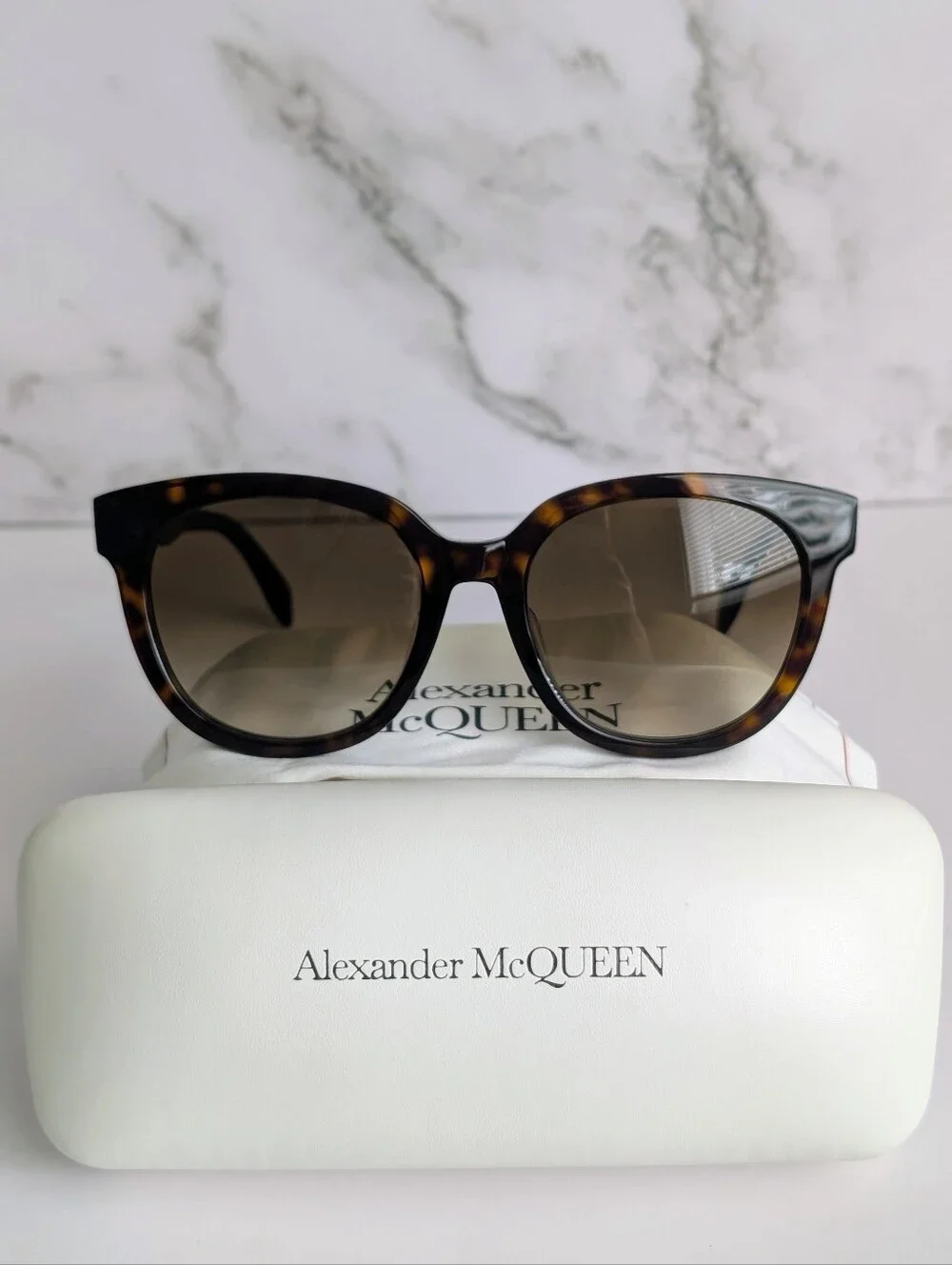 Alexander McQueen AM0304SK Havana Tortoise Gradient Sunglasses NWT Made In Italy